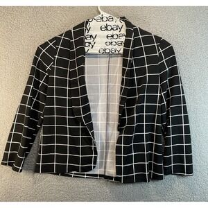 Black and White Squares Open Front Work Jacket,‎ Size L